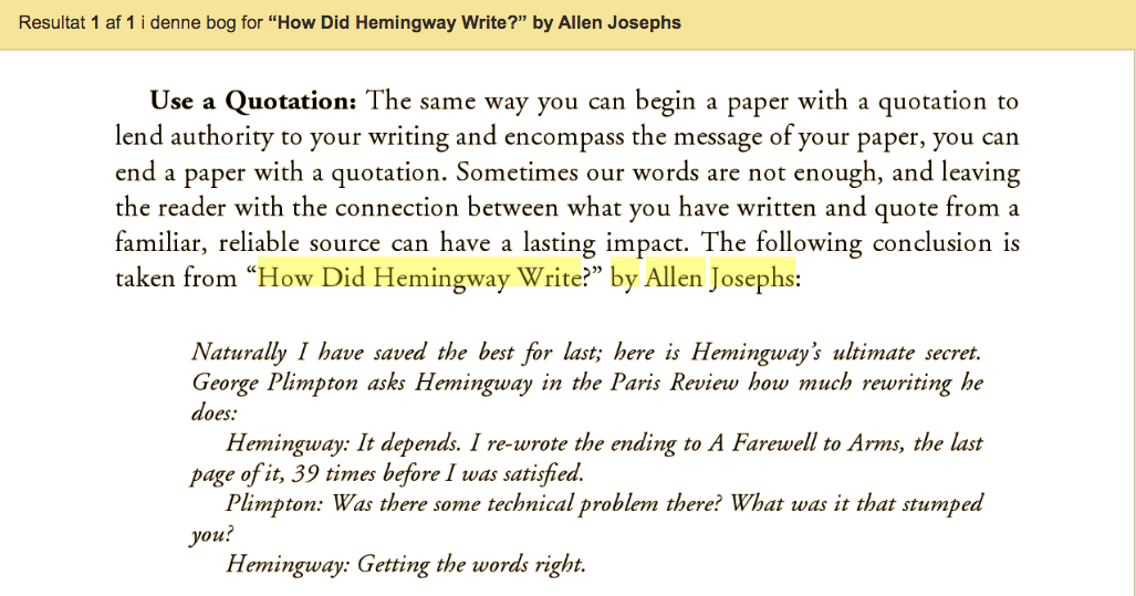 Hemingway, objectively speaking…